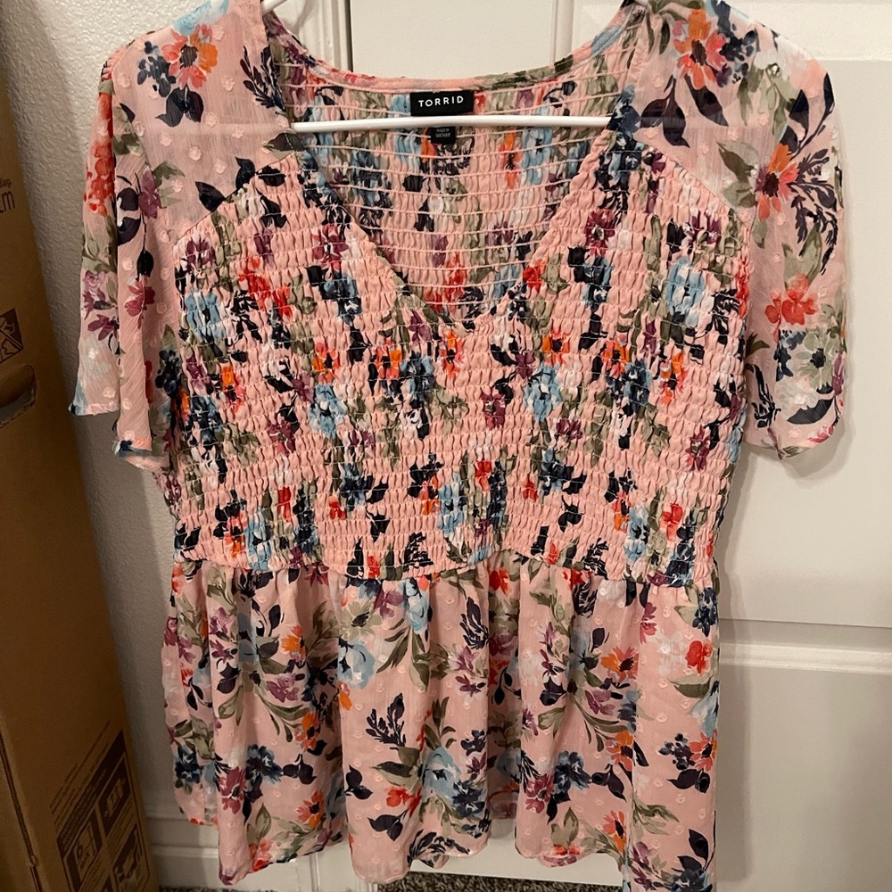 Torrid Pink Flower Blouse